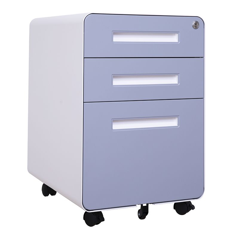 圓弧灰麵板白扣手活動櫃